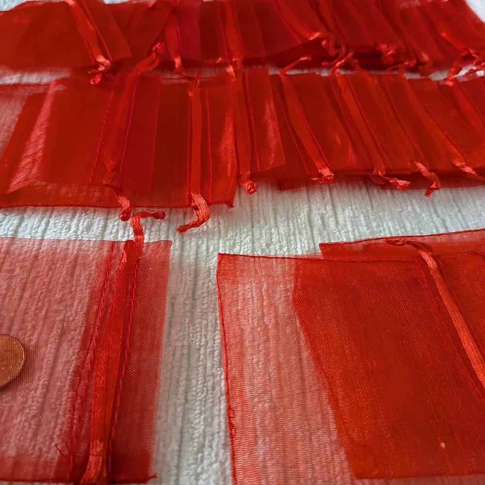 Organza Bags 25 Pieces, Drawstring Closure Red Sheer Multipurpose
